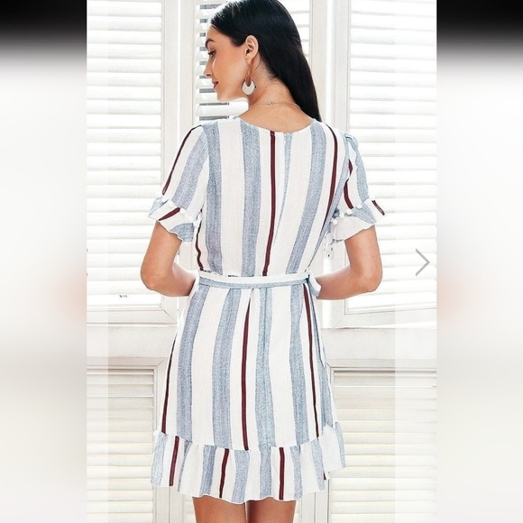 BOHO chic striped wrap dress by Simplee size large - Picture 4 of 16